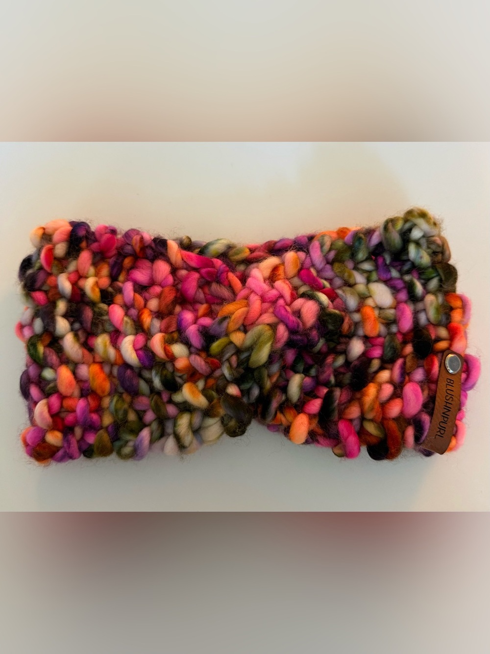 Handknit Multicolor Chunky Knit Headband  100% merino wool